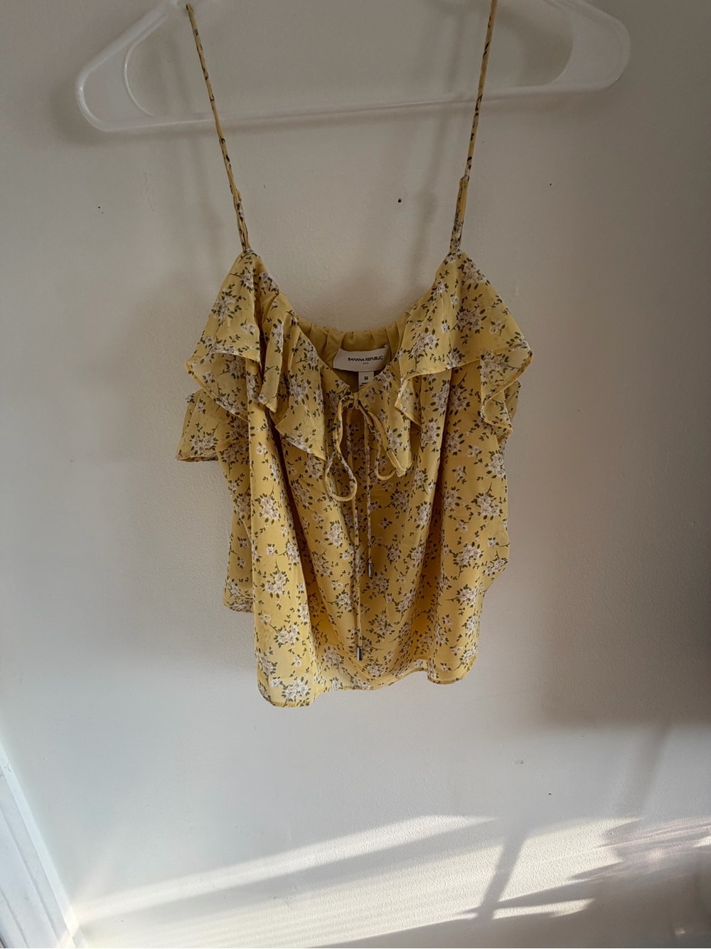 Banana Republic Yellow Floral Ruffle Tie-Front Camisole Top